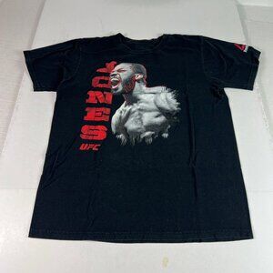 Reebok UFC Jon Bones Jones Shirt Fits Small Black Faded Short Sleeve Tee Tag M